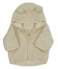 Smotanová chlpatá podšitá prepínaci mikina s kapucňou H&M