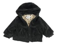 Antracitová kožešinová podšitá bunda s kapucí Zara