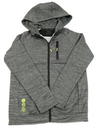 Šedá žíhaná propínací thermo mikina s kapucí Primark