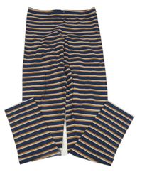 Tmavomodro-hnědo-smetanové pruhované melírované legíny TCM