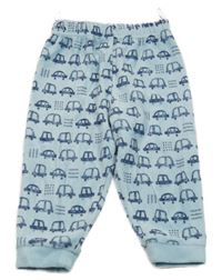 Světlemodré sametové pyžamové kalhoty s auty C&A