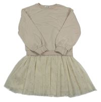 Světlebéžové teplákové šaty s tylovou sukní M&S