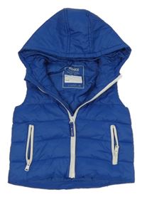 Modrá šusťáková prošívaná zateplená vesta s kapucí Primigi