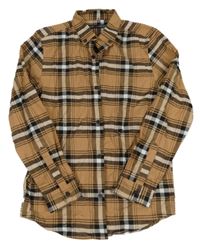 Hnědo-bílo-černá kostkovaná košile Next