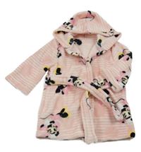 Svetloružový plyšový župan s Minnie a kapucňou Disney