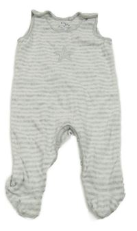 Bílo-šedé pruhované sametové dupačky s hviezdou