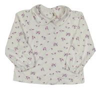 Bílé květované triko s límečkem Jojo Maman Bébé