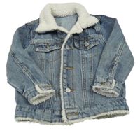 Modrá riflová bunda s beránkem 