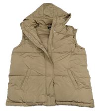 Béžová šusťáková zateplená vesta s kapucí New Look