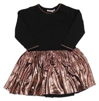 Čierno-staroružové teplákové šaty s metalickou sukní Danamade