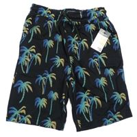 Nové - Čierne teplákové kraťasy s palmami Primark