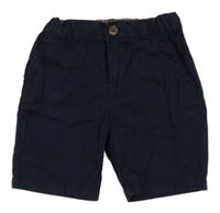 Tmavomodré plátěné chino kraťasy H&M