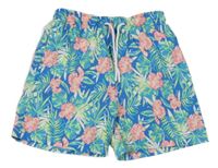 Modré kvetované plážové kraťasy Primark