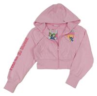Nové - Svetloružová prepínaci crop mikina so Stitchem a kapucňou PRIMARK