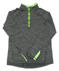 Tmavosivá žíhaná športová mikina s neonovým lemem H&M