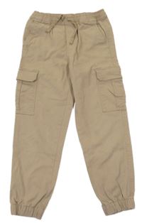 Béžové plátenné cuff cargo nohavice H&M