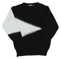 Čierno-bielo-trblietavý sveter