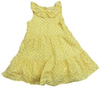 Žlté plátenné madeirové šaty s golierikom F&F
