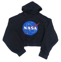 Černá crop mikina Nasa s kapucňou H&M