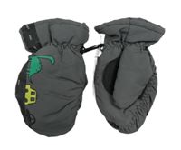 Šedé šusťákové zimní palcové rukavice s auty Topolino