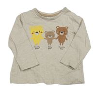 Béžové melírované tričko s medvedíkmi Orsolino