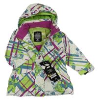 Nové - Bílo-barevná vzorovaná šusťáková zimní parka s kapucí C&A
