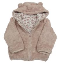 Svělerůžová chlpatá zateplená bunda s kapucňou TU