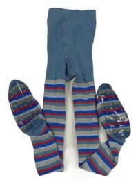 Modré pančuchy s prúžkami Lupilu