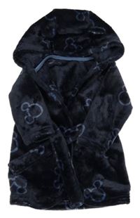 Tmavomodrý chlpatý župan s Mickeym a kapucňou George