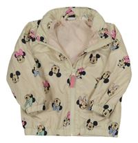 Béžová šušťáková jarná bunda s Minnií a MIckeym H&M