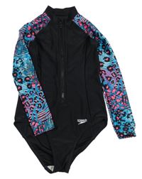 Černo-modro-růžové vzorované UV body Speedo 