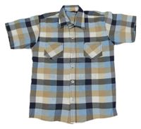 Modro-béžovo-bílá kostkovaná košile 