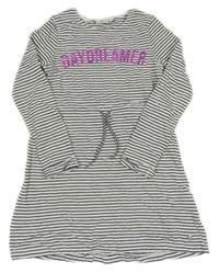 Bílo-tmavomodré pruhované šaty s nápisem Tom Tailor