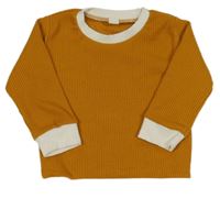 Medovo-biela rebrovaná mikina