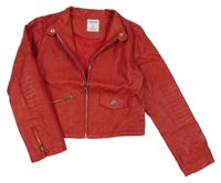 Červená koženková crop podšitá bunda Mayoral