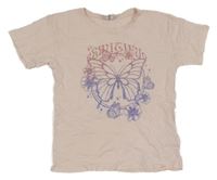 Svetloružové tričko s motýlom Page one young