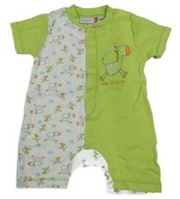 Limetkovo-bílý kraťasový overal se zebrami Berti