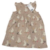 Nové - Béžové bavlnené šaty so zajačikmi H&M