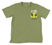 Khaki tričko so sluchátky Yigga