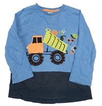 Modro-tmavomodré triko s autem F&F