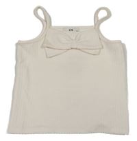 Smotanový strukturovaný crop top s mašlou C&A