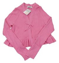 Nové - Růžový žebrovaný propínací crop svetr Primark