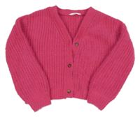 Ružový chlpatý pletený prepínaci crop sveter M&S