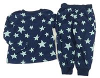 Tmavomodré plyšové pyžama s hviezdičkami F&F