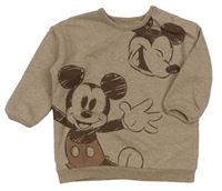 Hnědá melírovaná oversize mikina s Mickey George