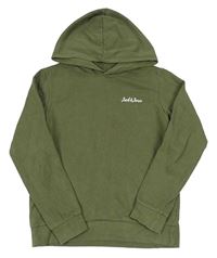 Khaki mikina s logom a kapucňou JACK&JONES