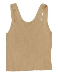 Béžový rebrovaný úpletový crop top ZARA