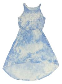 Modro-biele batikované šaty s číslom a nápisom H&M