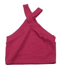 Tmavoružový rebrovaný crop top Matalan