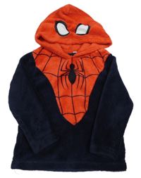 Tmavomodro-červená plyšová mikina s pavokem a kapucí - Spider-man MARVEL